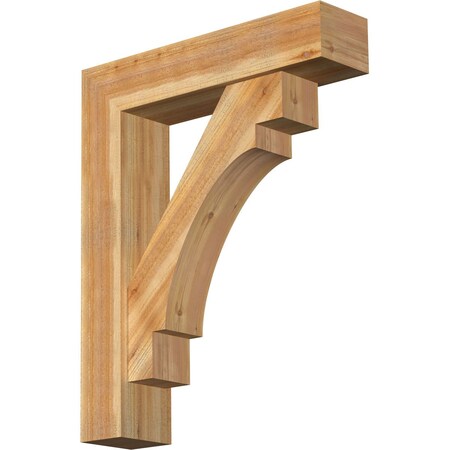 Ekena Millwork Merced Block Rough Sawn Bracket w/ Offset Brace, Western Red Cedar, 8"W x 34"D x 42"H BKT0806X34X42MRC05RWR